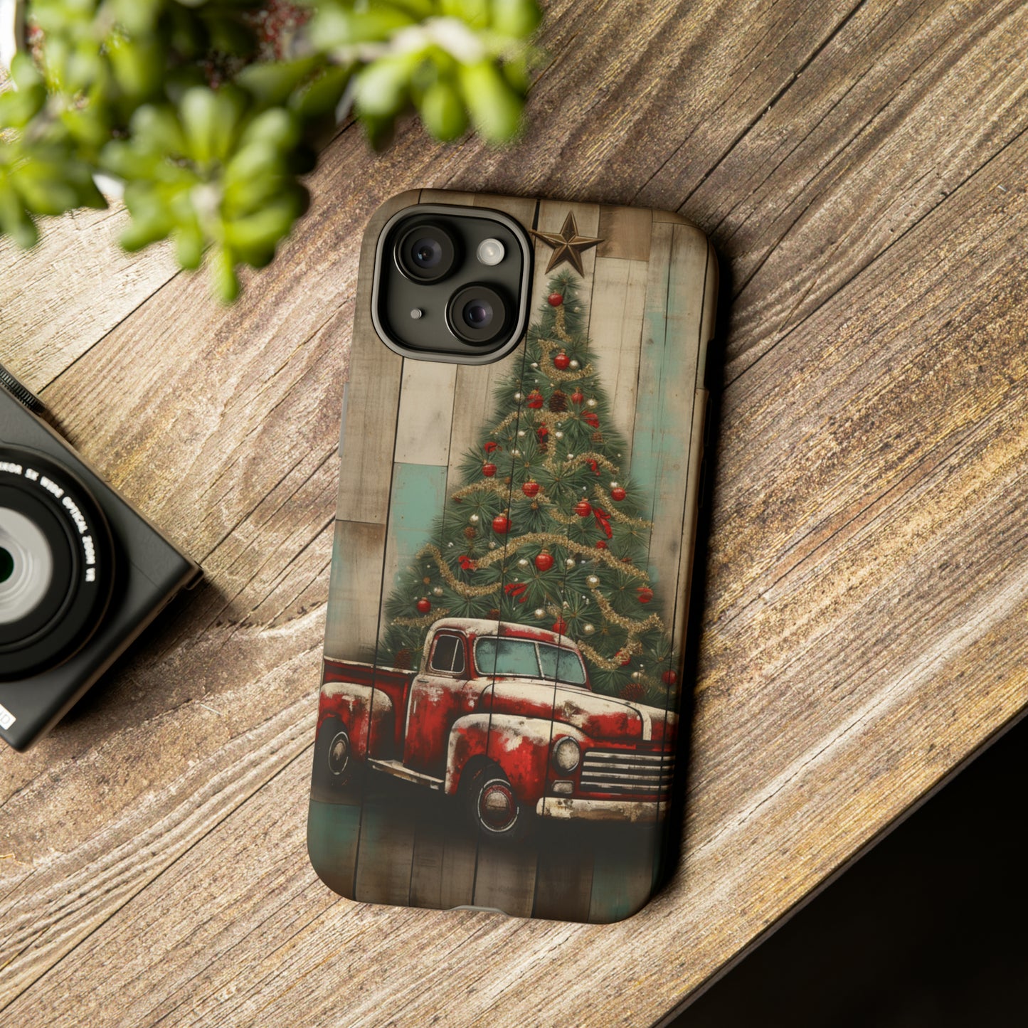 Classic Red Pickup Truck Christmas Phone Case