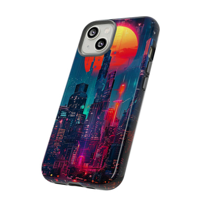 Cyberpunk Full Moon Cityscape Phone Case