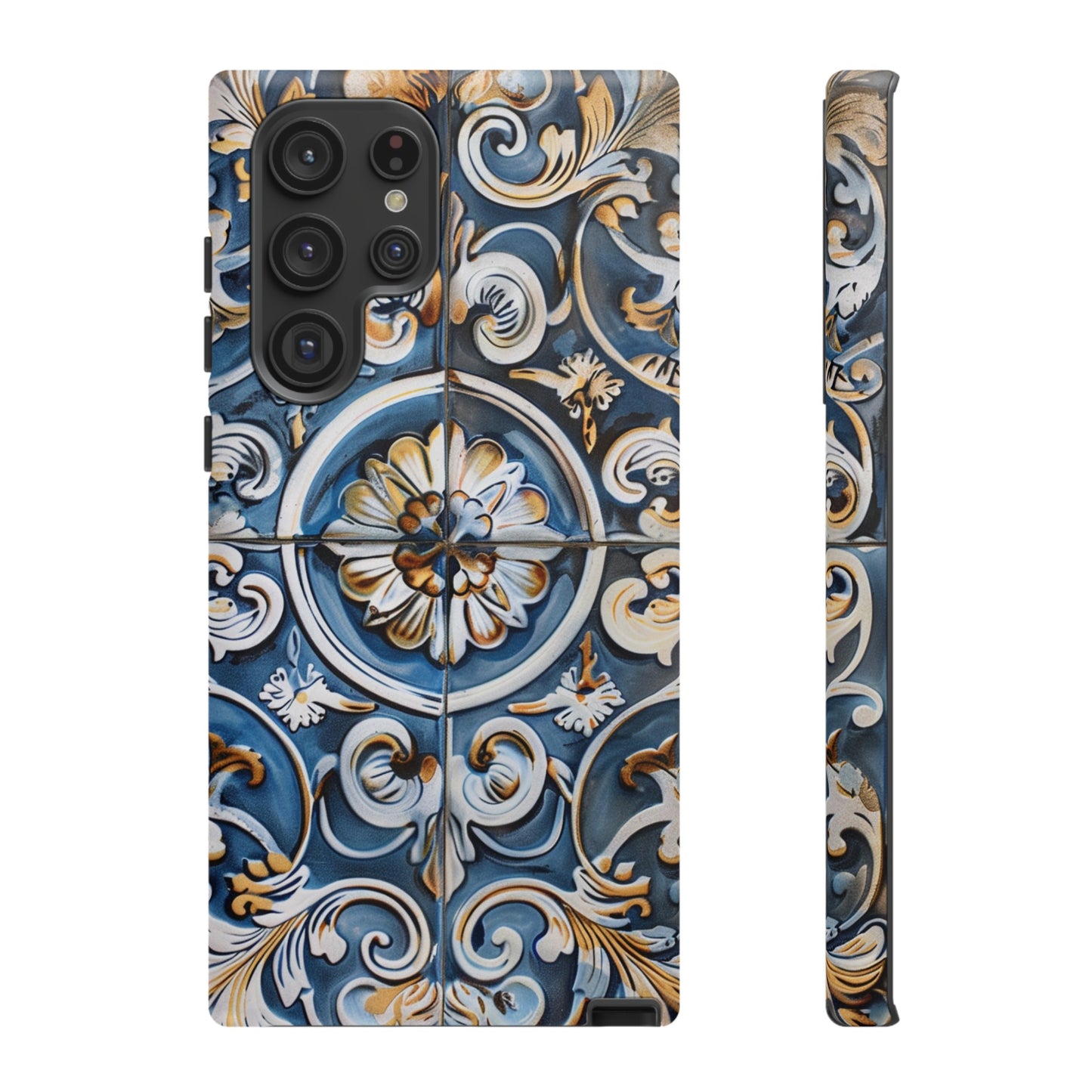 Azulejo Porcelain Blue & Creamy White Tile Mediterranean Design Phone Case