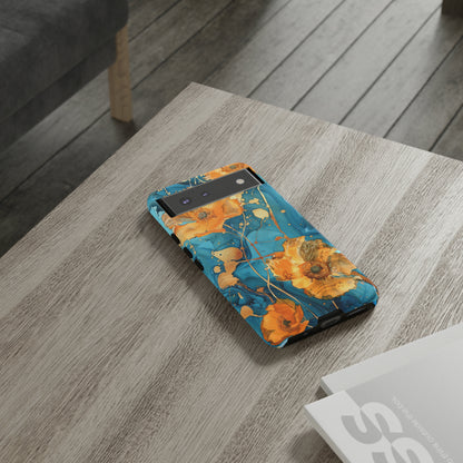 Gold Poppies Color Splash Floral Design Phone Case