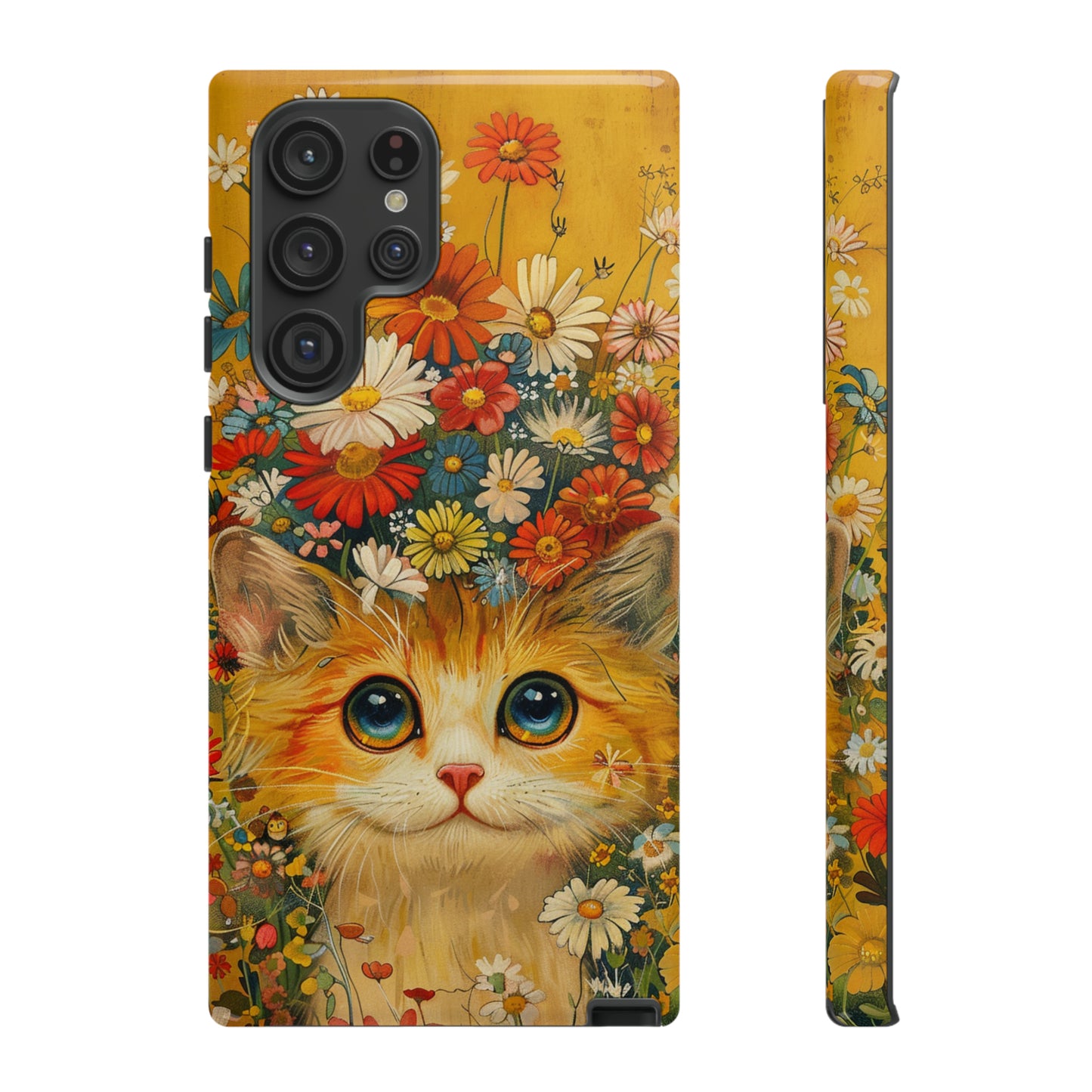 Cute Cat in Floral Garden Phone Case