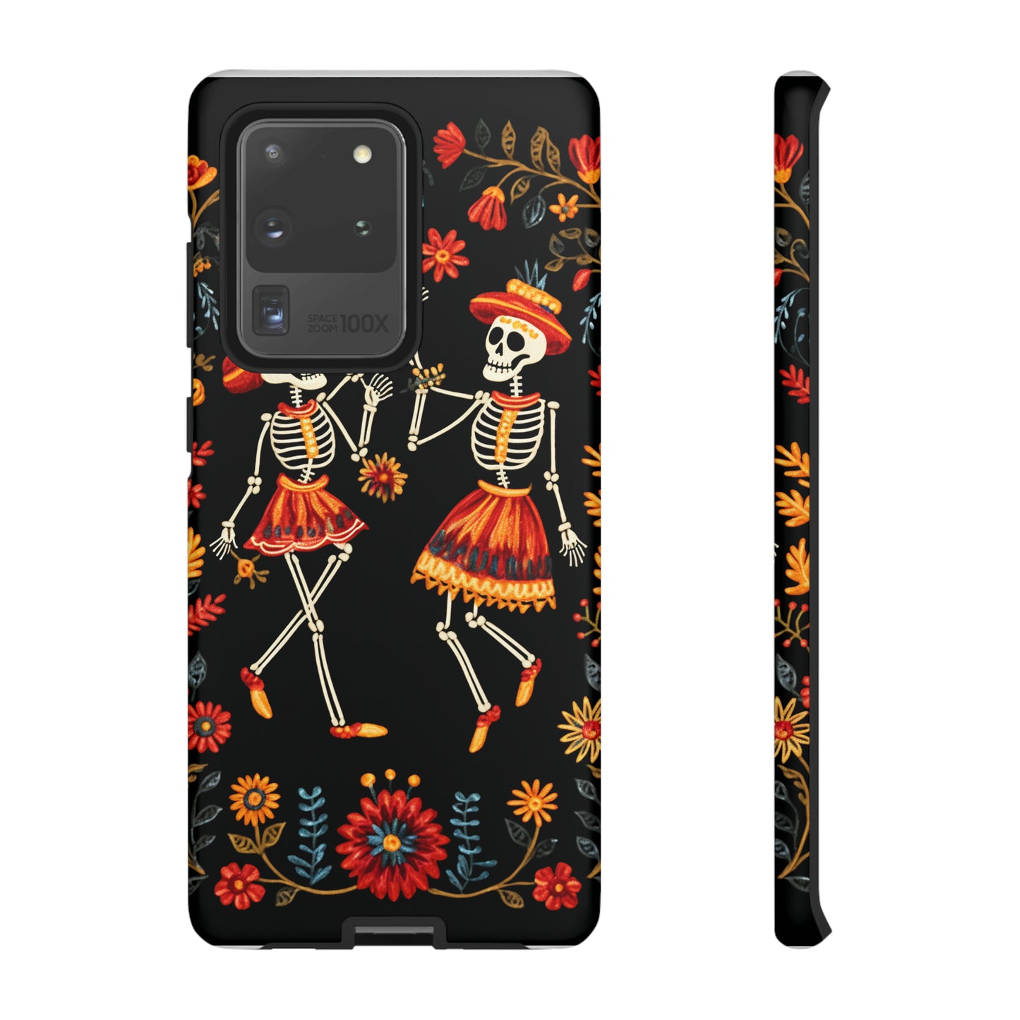 Dead Can Dance, iPhone 15 case, Floral Embroidery Skeletons | Whimsical Dance of the Departed for Google Pixel, iPhone & Samsung Galaxy