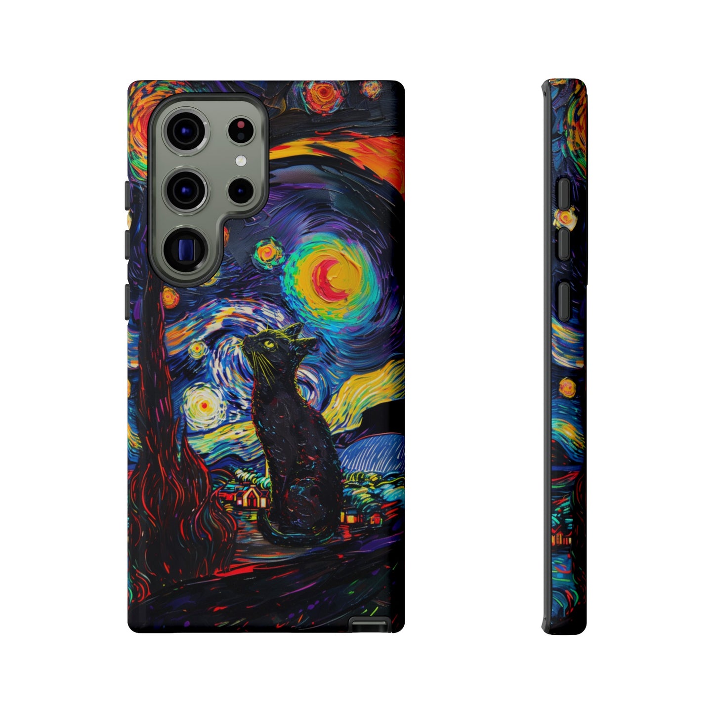 Starry Night Black Cat Van Gogh Painting Art Phone Case