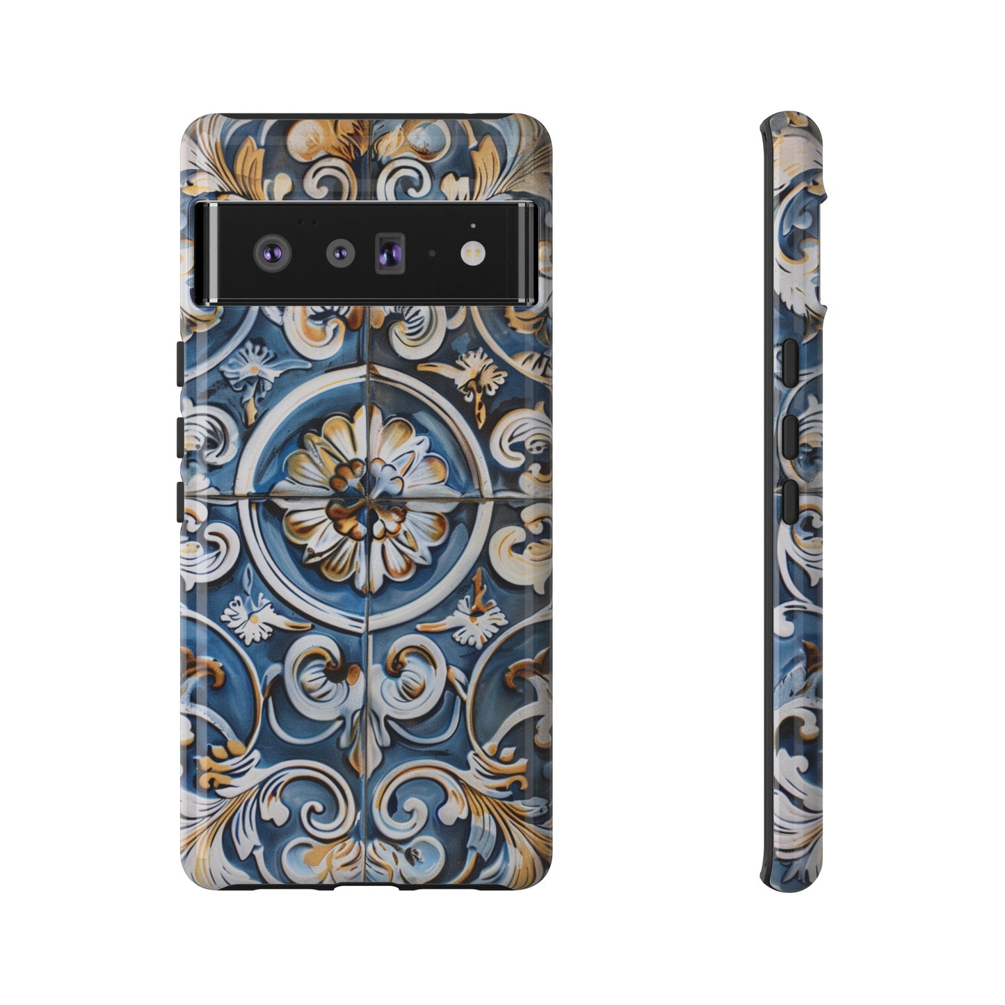 Azulejo Porcelain Blue & Creamy White Tile Mediterranean Design Phone Case