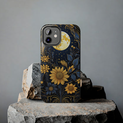 Starry Night Boho Meets Cottagecore: Floral Sun, Moon & Stars iPhone Case