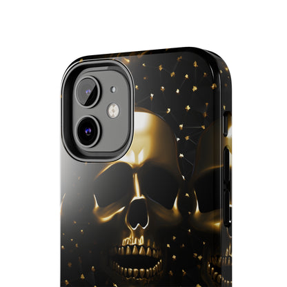 iPhone Tough Case | Dark Decadence: Gothic Gold Skulls and Studs  | Unveil Your Edgy Elegance