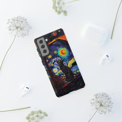 Starry Night Black Cat Van Gogh Painting Art Phone Case