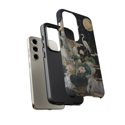 Heron and Moon Floral Zen Art Phone Case