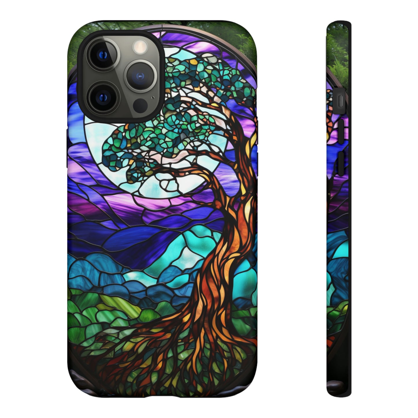 Stained Glass Mosaic Tile Tree in Moonlight