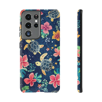 Undersea Floral Blue Sea Turtle Phone Case