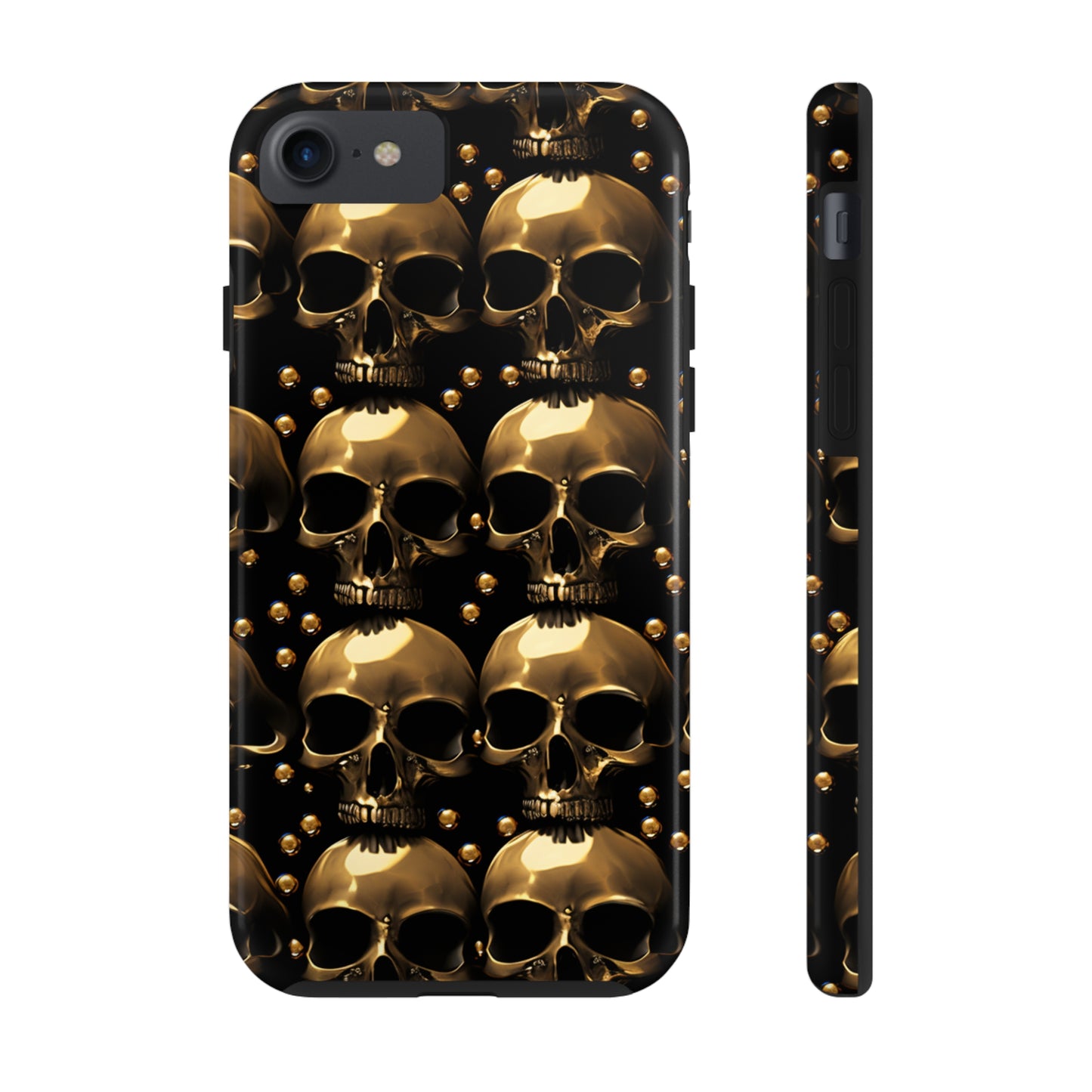 iPhone Case Golden Enigma: Where Goth Meets Glamour | Gold Skulls iPhone Tough Case