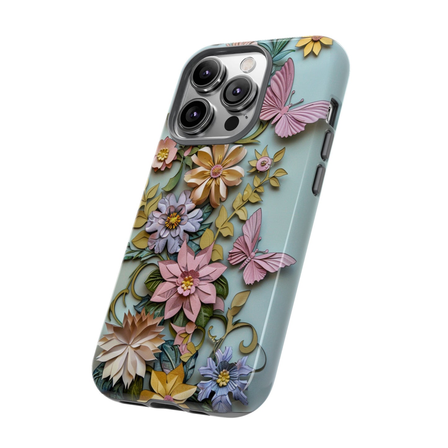 Pastel Pink Butterflies and Flowers iPhone Case