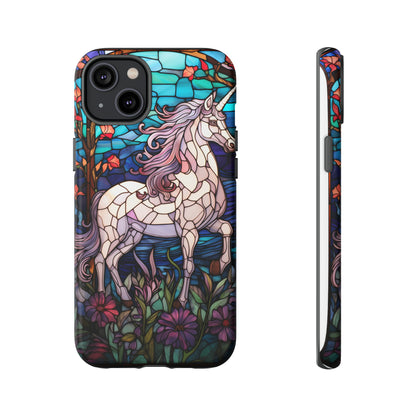 Unicorn Stained Glass iPhone, iPhone Case Retro Samsung Galaxy Phone Tough Case iPhone 15 14 Plus 13 12 7 8 Se Hippie Boho Style