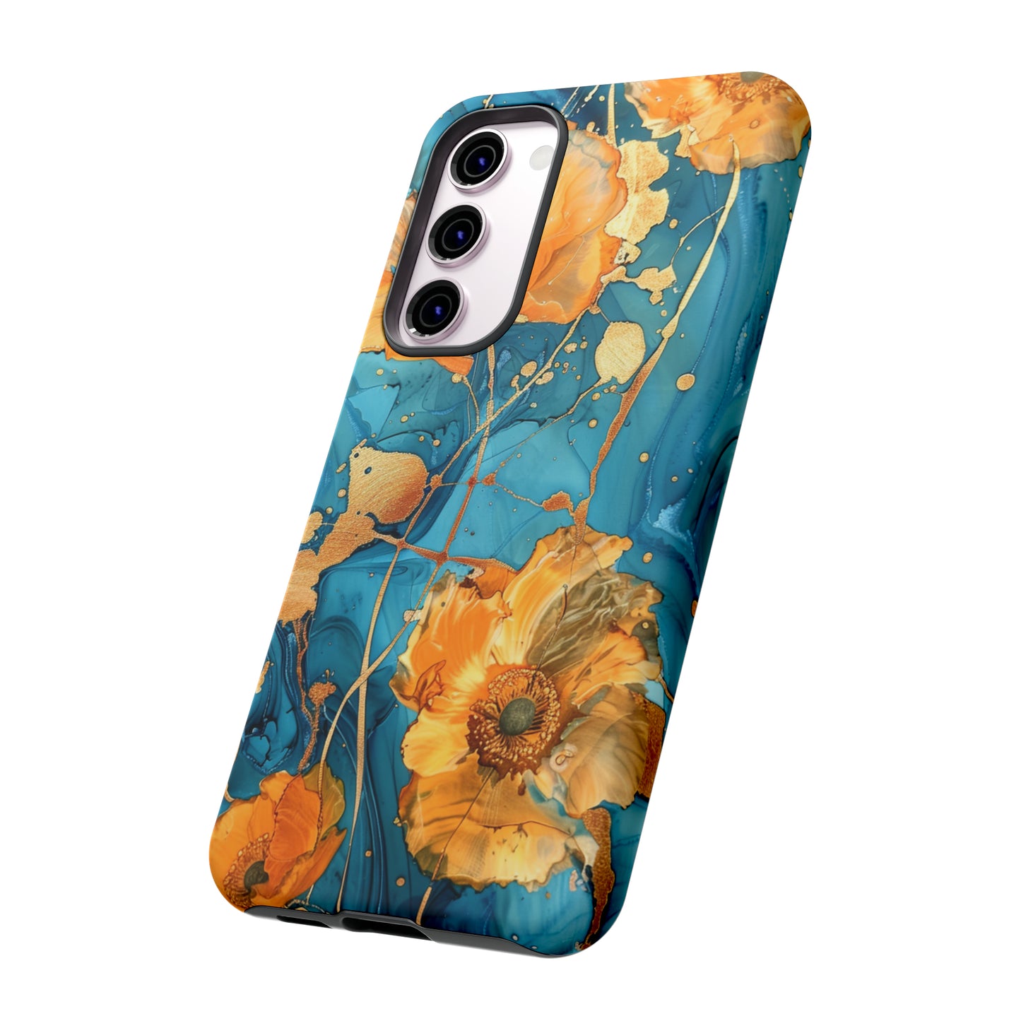 Gold Poppies Color Splash Floral Design Phone Case