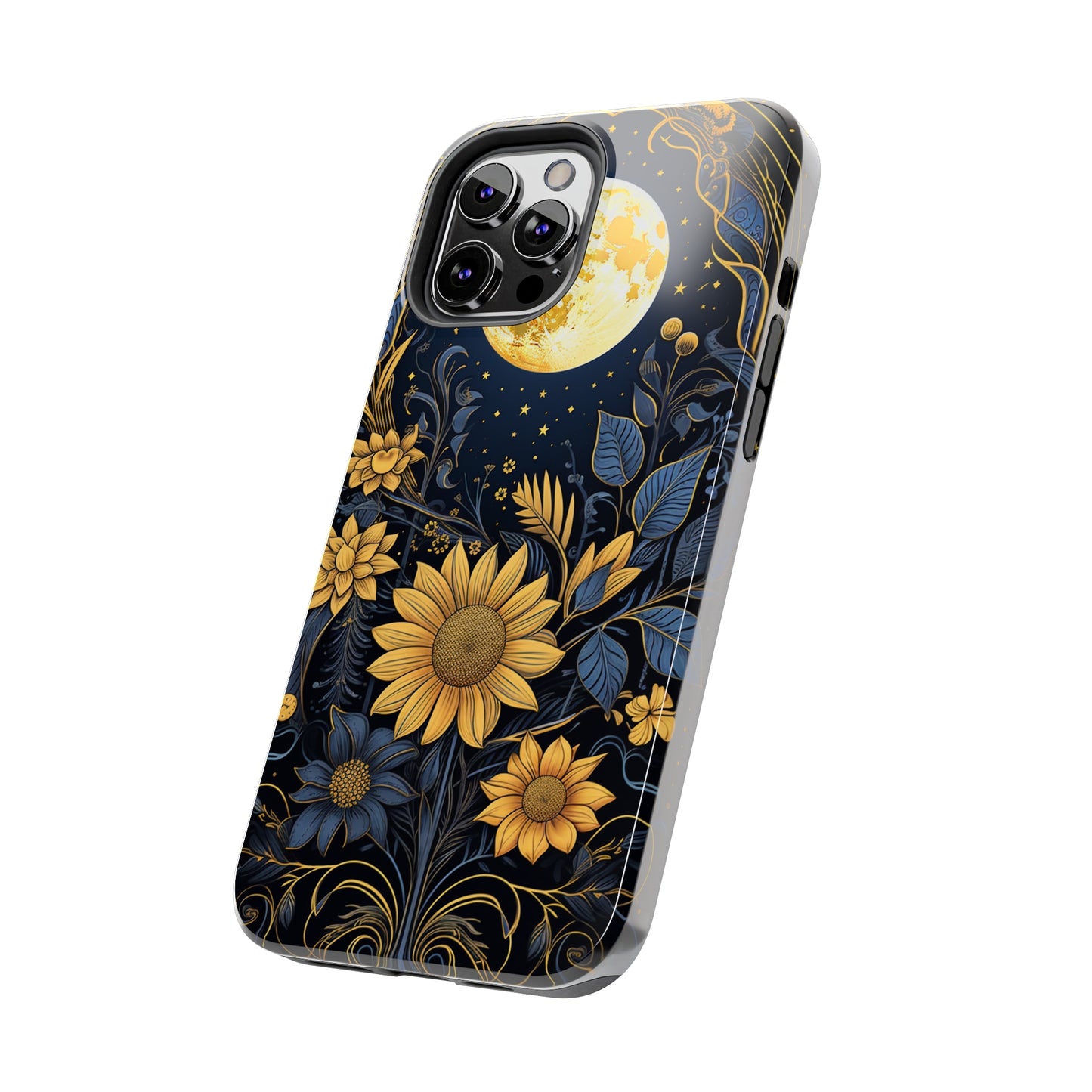 Starry Night Boho Meets Cottagecore: Floral Sun, Moon & Stars iPhone Case