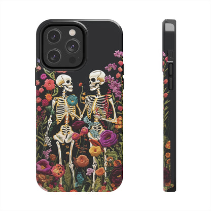 Love Halloween Skeletons Embroidery iPhone Case | iPhone X to iPhone 14 Pro Max