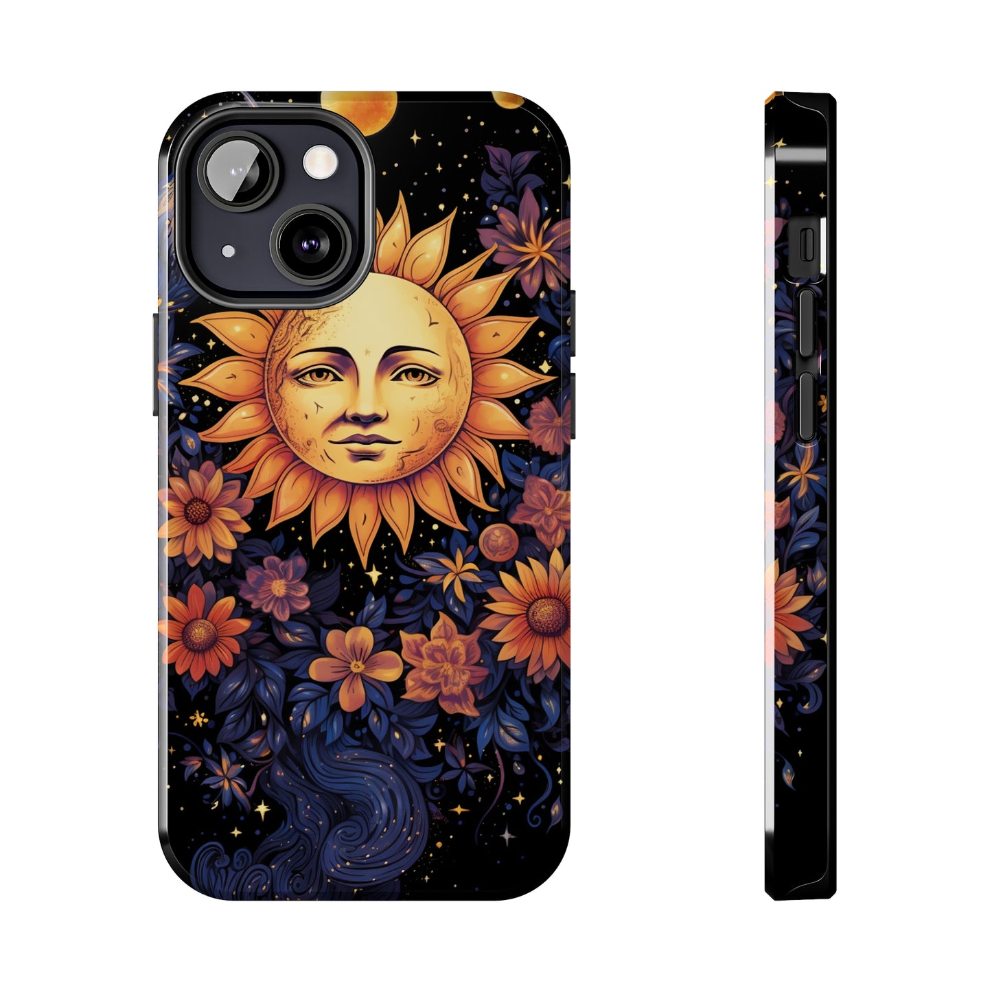 Cosmic Blooms: Floral Sun, Moon & Stars iPhone Case - Where Celestial Meets Botanical