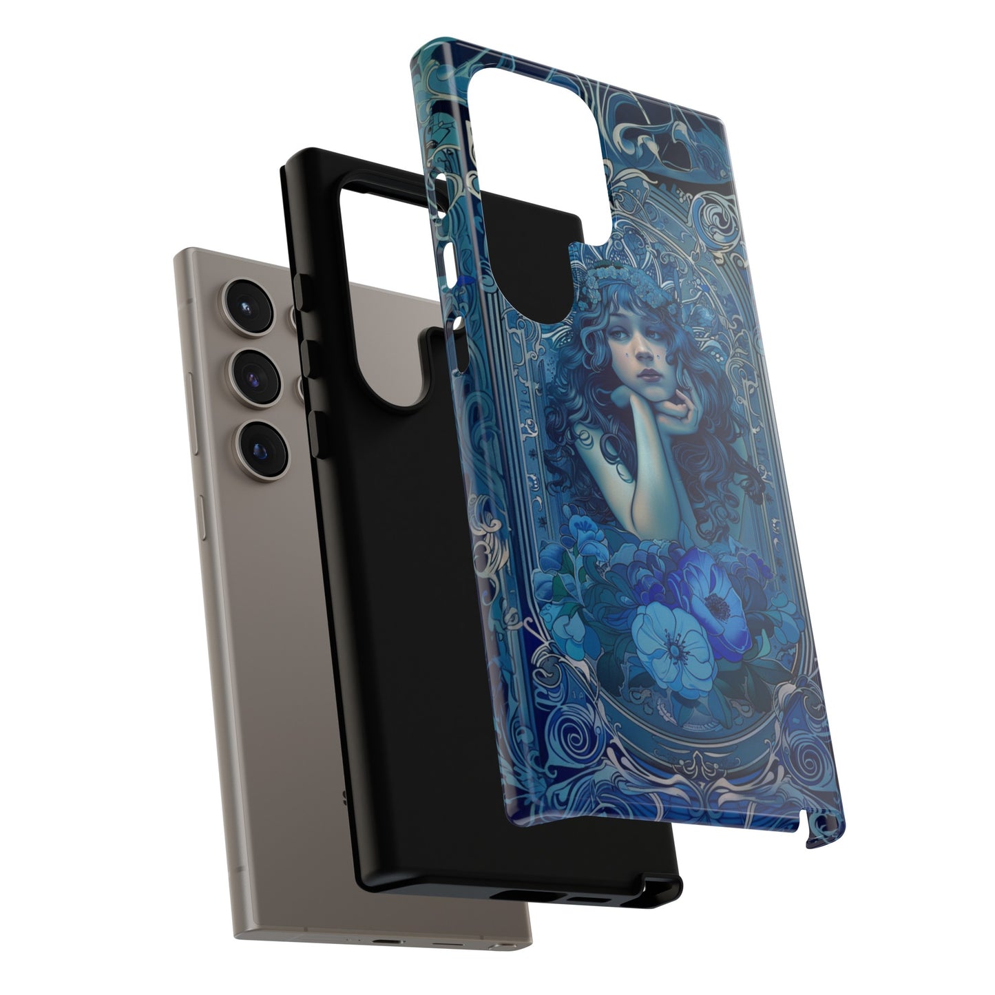 Blue Floral Art Nouveau Style Phone Case