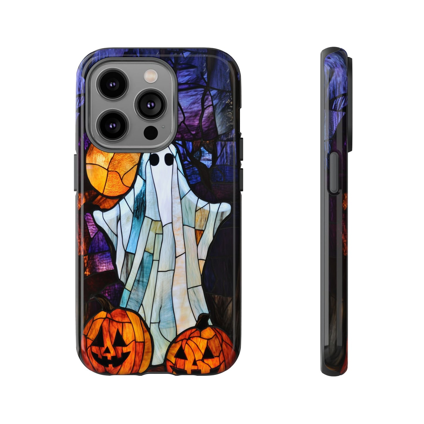 Stained Glass Halloween Ghost and Jack-o'-Lanterns Phone Cover