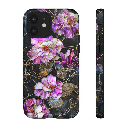 Magenta Color Floral Stained Glass Phone Case