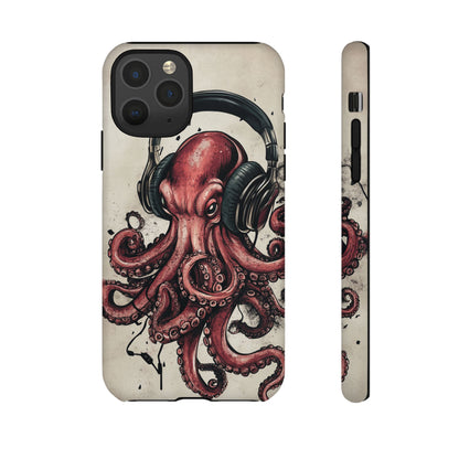 Retro Style Japanese Octopus Listening to Headphones Phone Cover