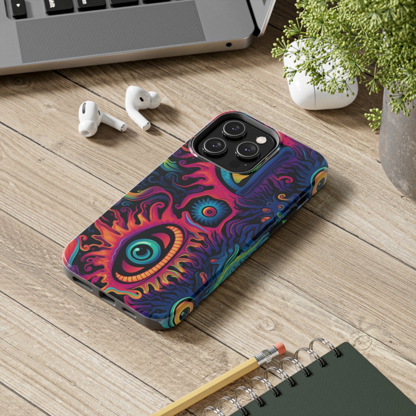 Psychedelic Art: The Eyes Upon Us iPhone Case | Embrace the Mystique of Trippy Visuals