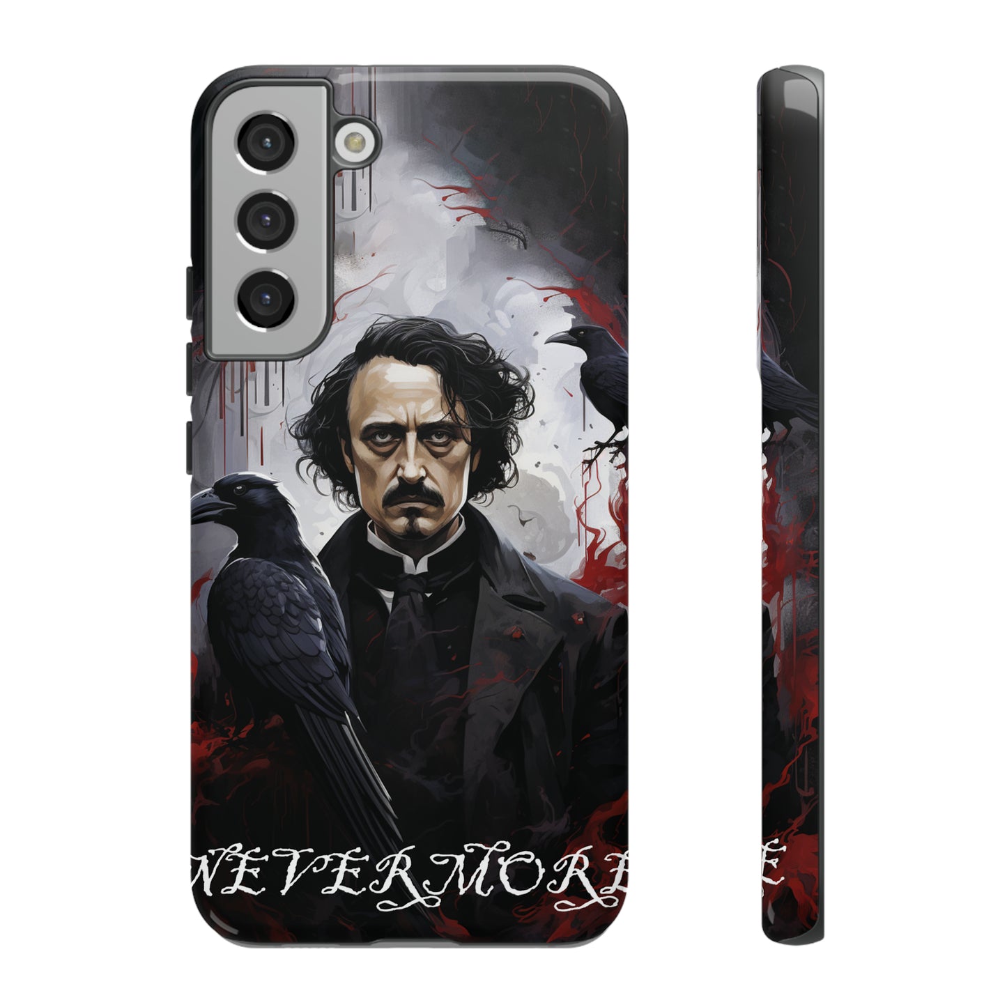 Nevermore Edgar Allen Poe, gothic Raven, Retro Samsung Galaxy Phone iPhone 15, 14 Plus 13 12 7 8 Se Horror Dark Academia Style goth Vibe