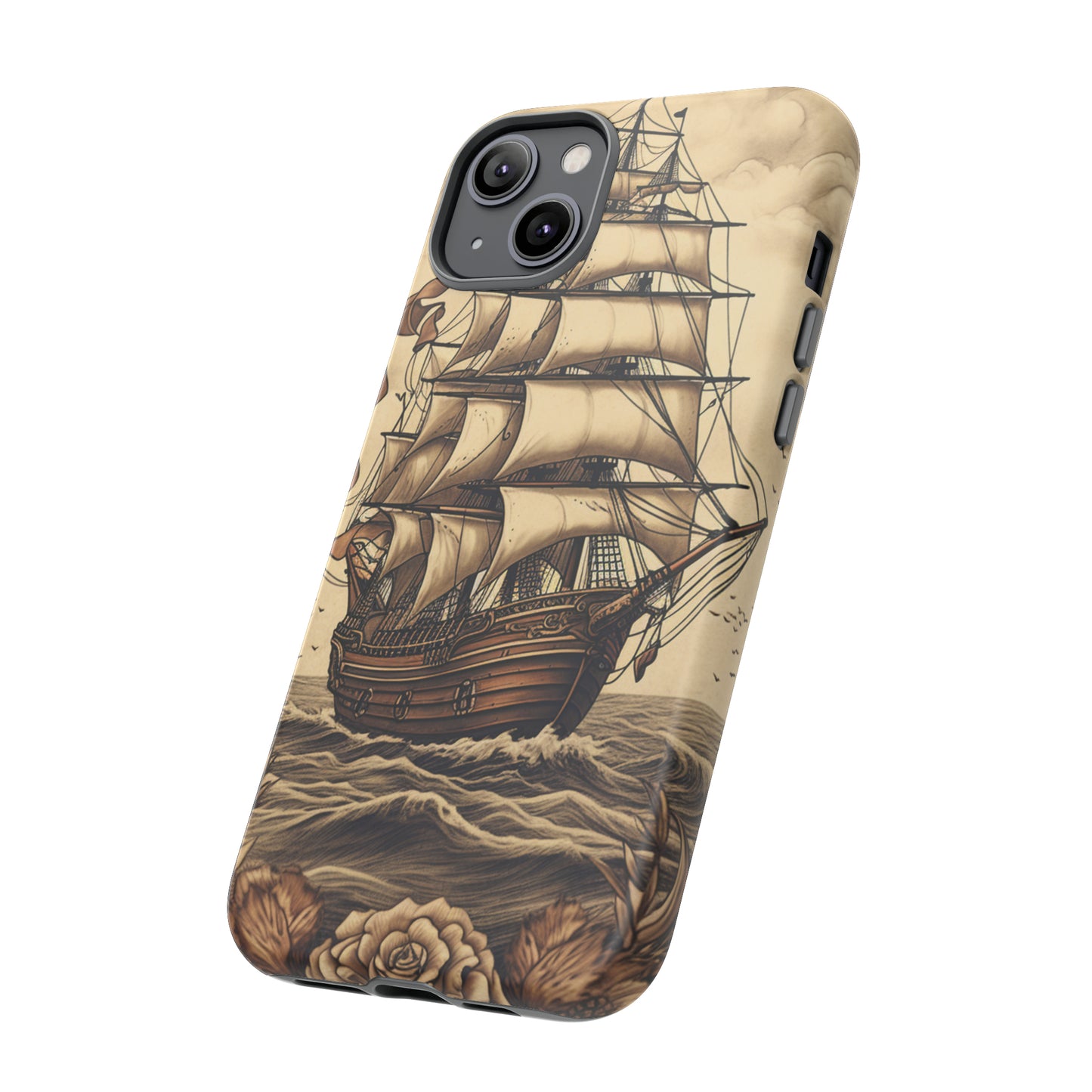 Vintage Tattoo Style Pirate Ship Phone Case