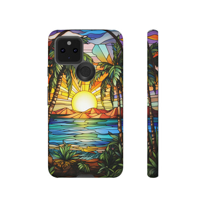 Tropical Stained Glass Sunset Beach