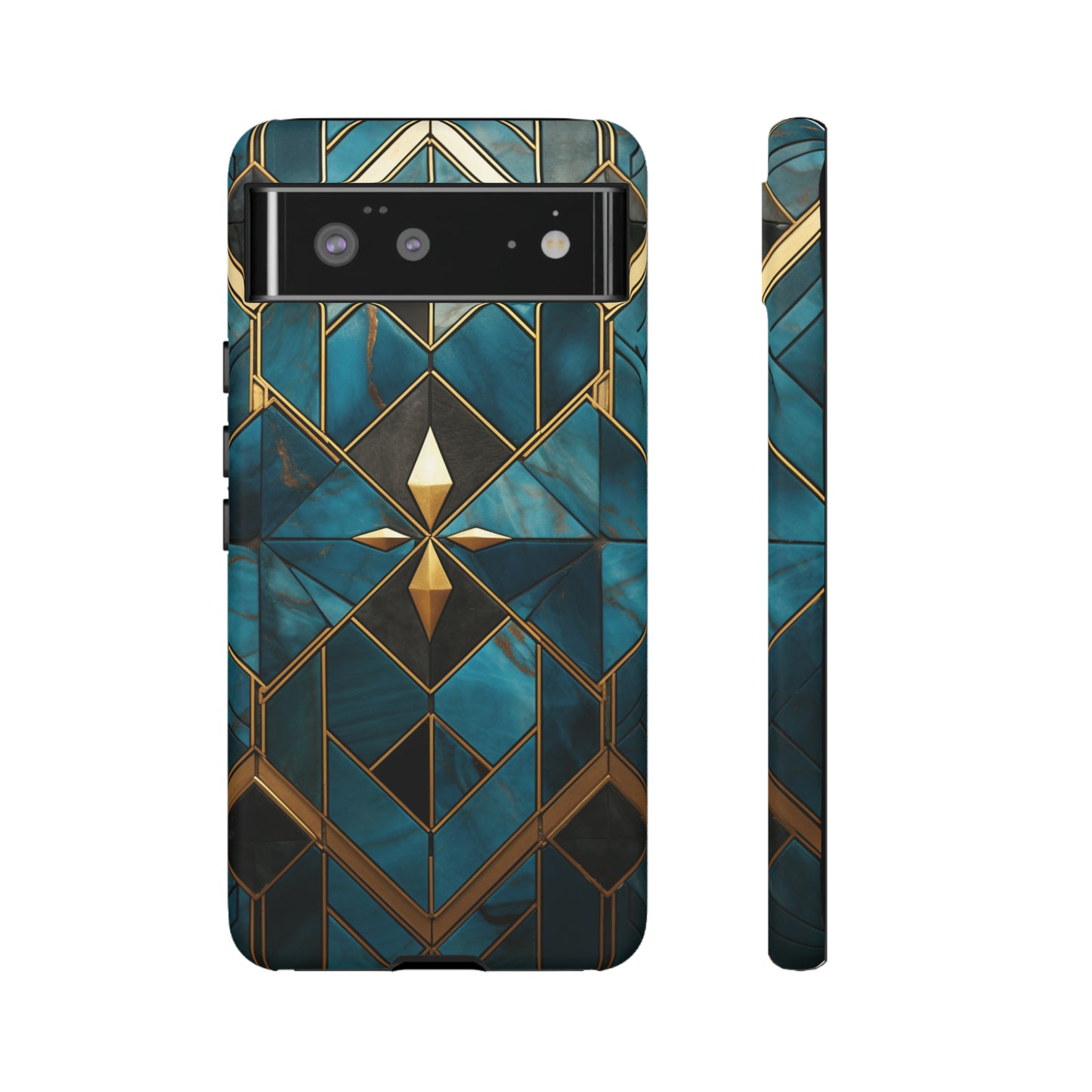 Gold and Blue Marble Mosaic Phone Case