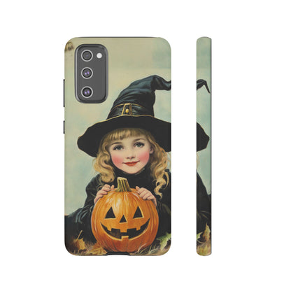 Vintage Halloween Card Witch and Jack-o'-lantern Phone Cover