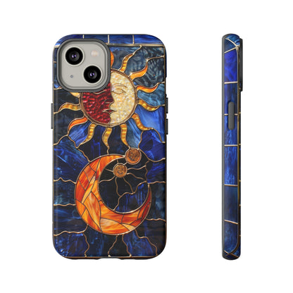 Celestial Stained Glass Moon and Stars iPhone 15 Case