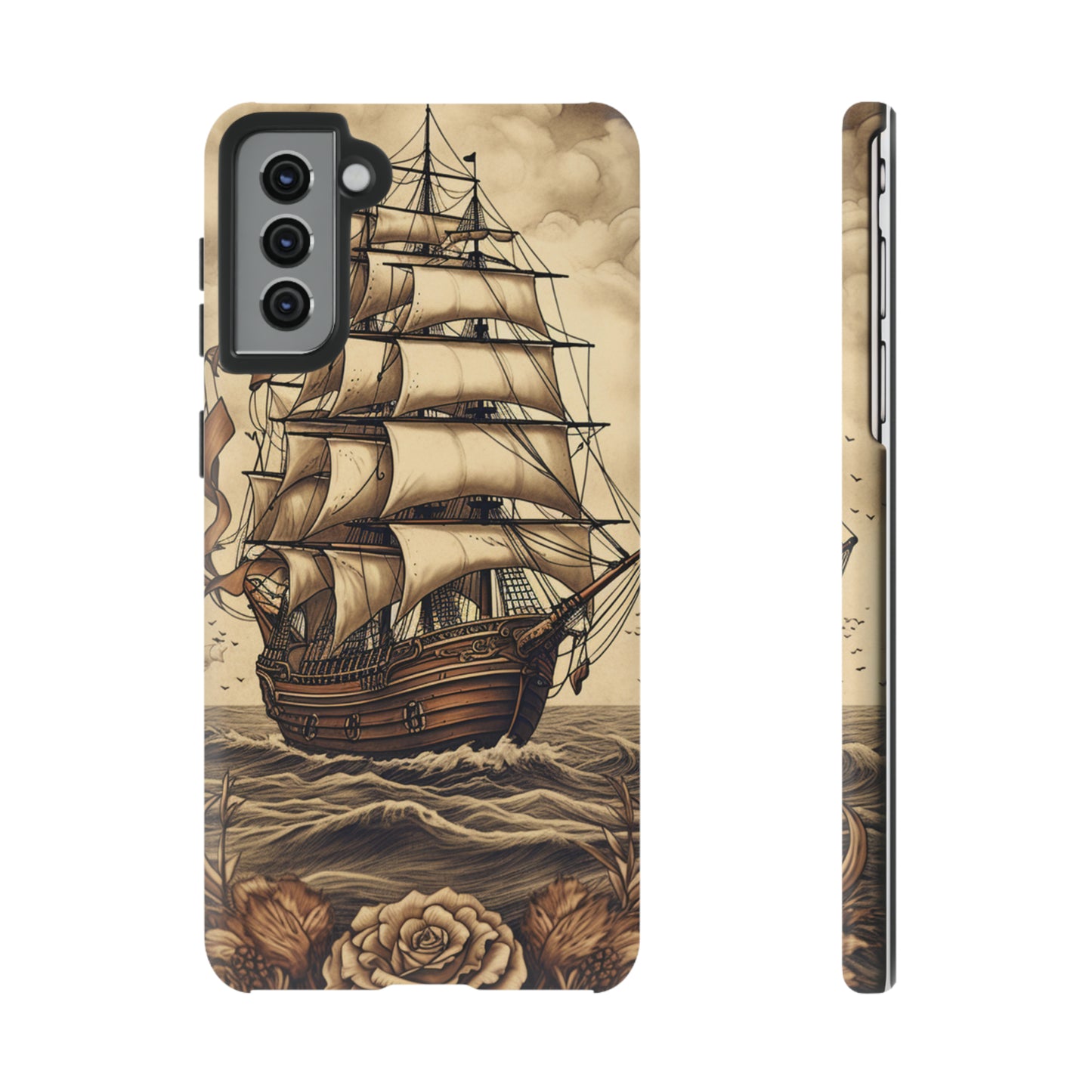 Vintage Tattoo Style Pirate Ship Phone Case