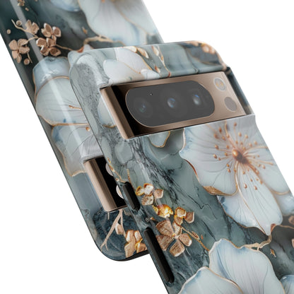 White Flower on Marble Stone  Phone Case