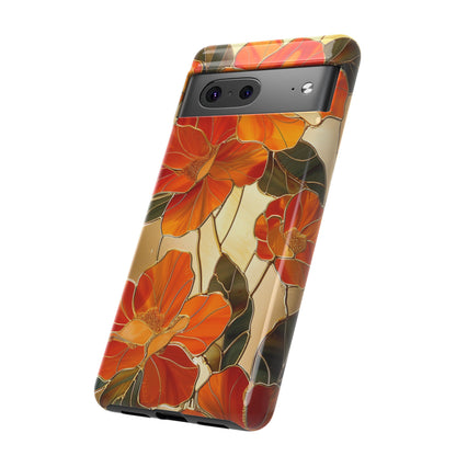 Orange Floral Phone Case Stained Glass Flower Aesthetic