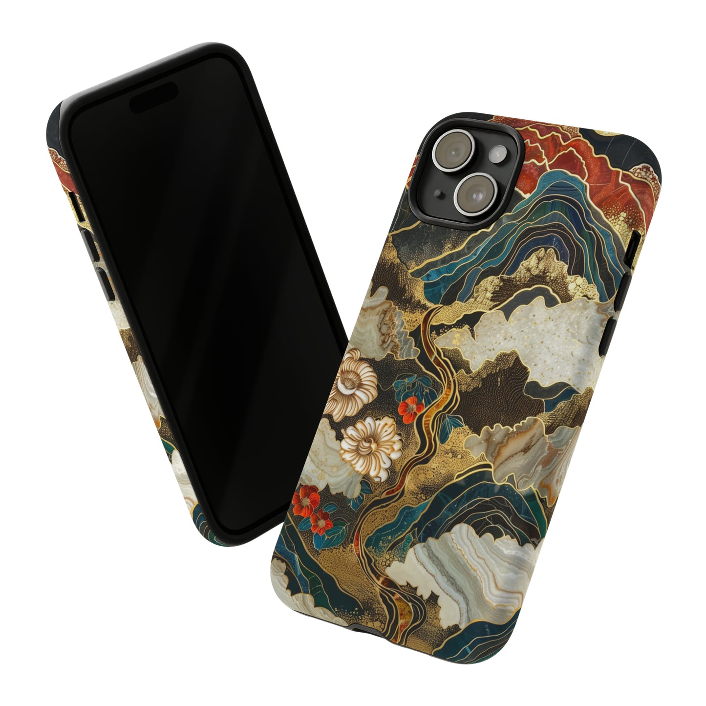 Chiyogami Stained Glass Floral Mountain Phone Case