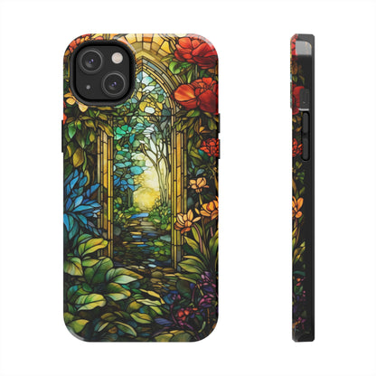 Secret Garden Stained Glass iPhone Tough Case | Unveil the Beauty of Nature with Reliable Protection