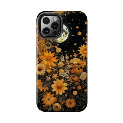 Cottagecore Floral Sun Moon Stars iPhone Case | Embrace Mystical Nature's Beauty