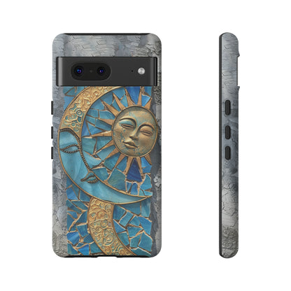 Boho Sun and Moon Mosaic Tile Stained Glass Phone Case