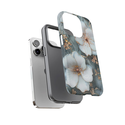 White Flower on Marble Stone  Phone Case