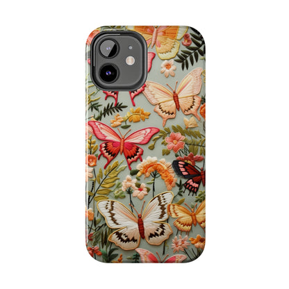 Embroidery Butterflies iPhone Case | Whimsical Elegance and Nature's Beauty in Handcrafted Detail