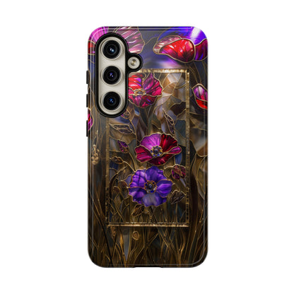Night blossom phone case for iPhone 15 with stained glass design