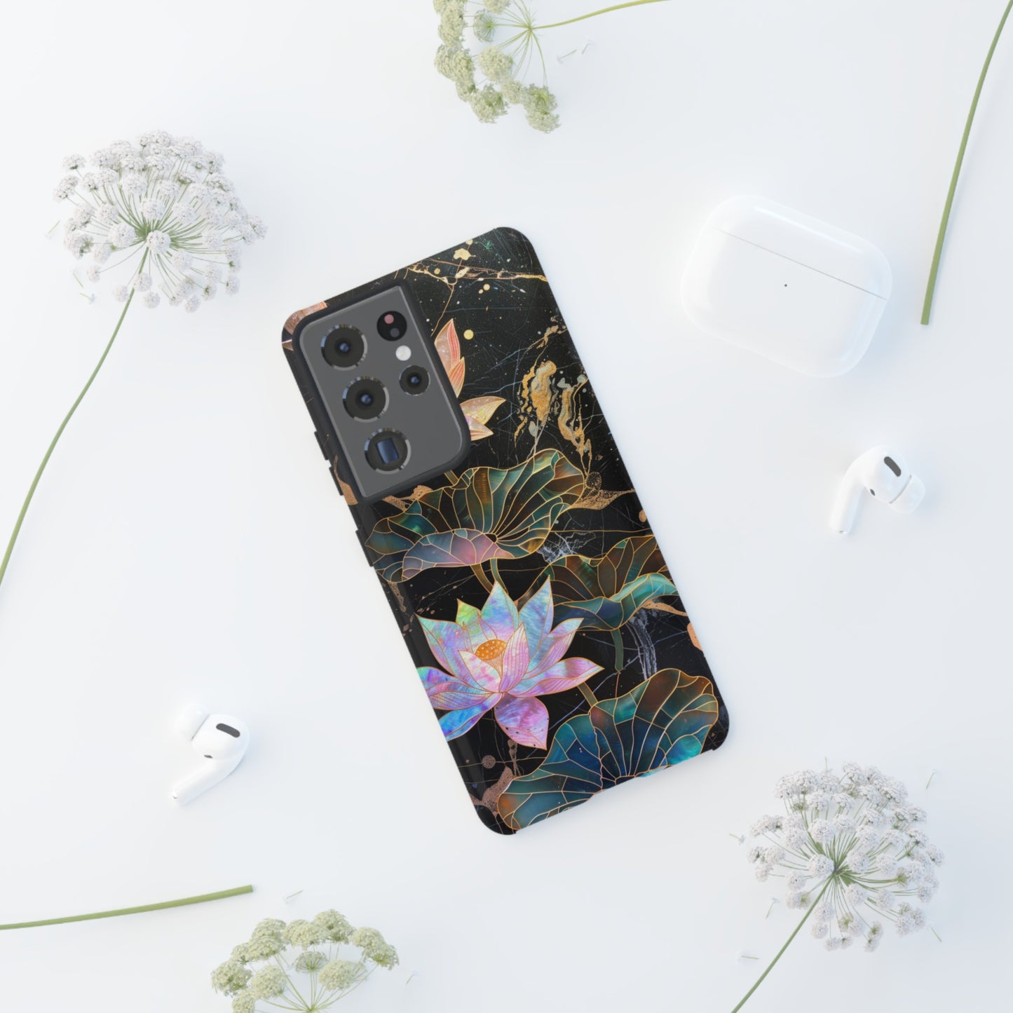 Zen Stained Glass Lotus Floral Design Phone Case