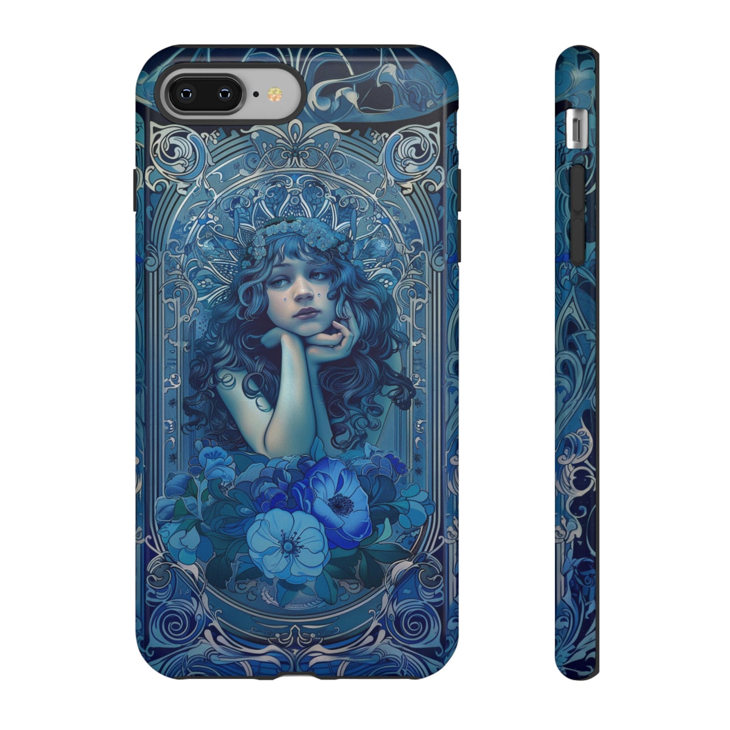 Blue Floral Art Nouveau Style Phone Case