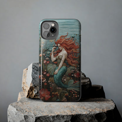 Siren's Song: Mermaid Elegance Apple Phone Case | Embroidery-Inspired iPhone Case