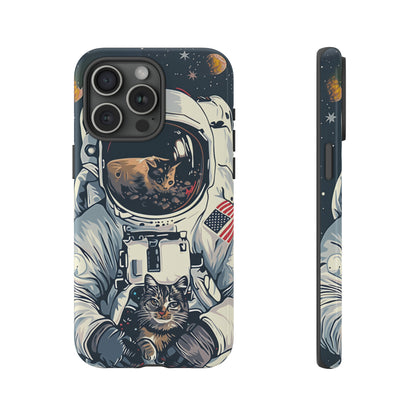 The Astronaut and the Cosmic Cat Phone Case