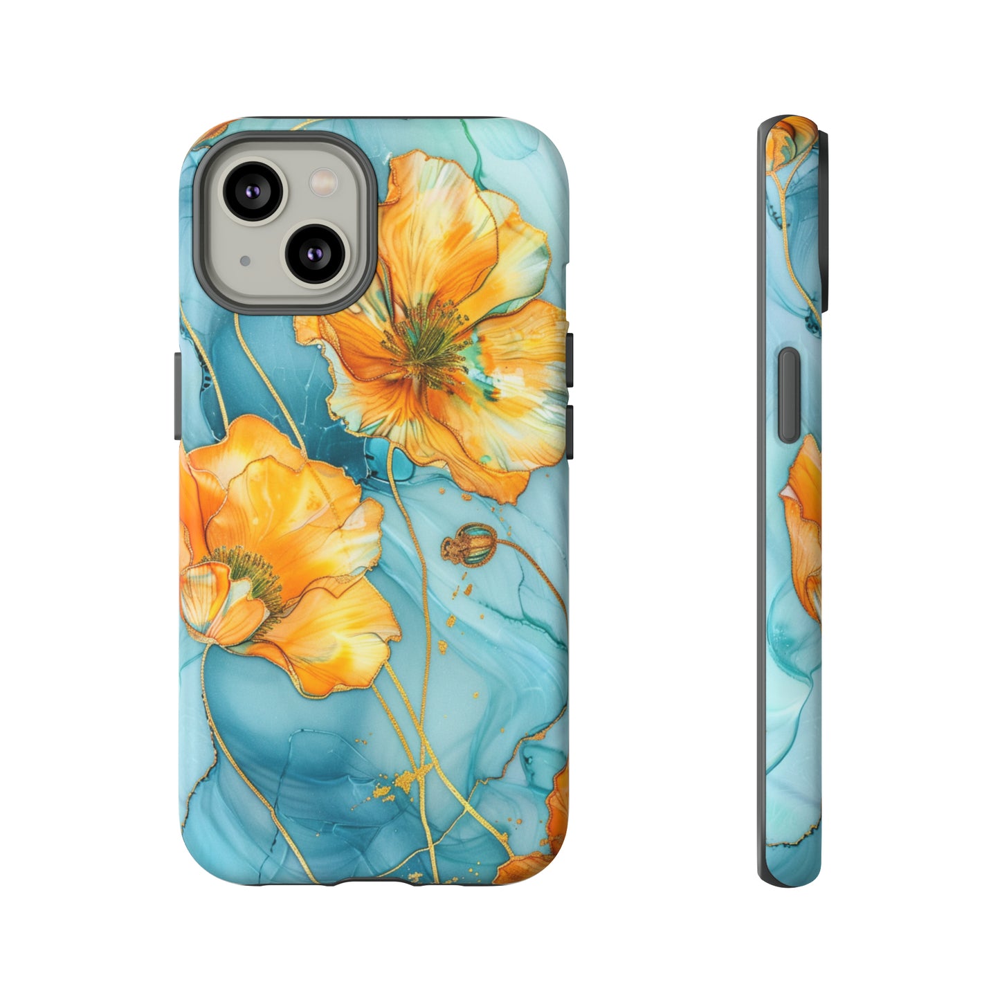 Gold Poppies Color Splash Floral Design Phone Case