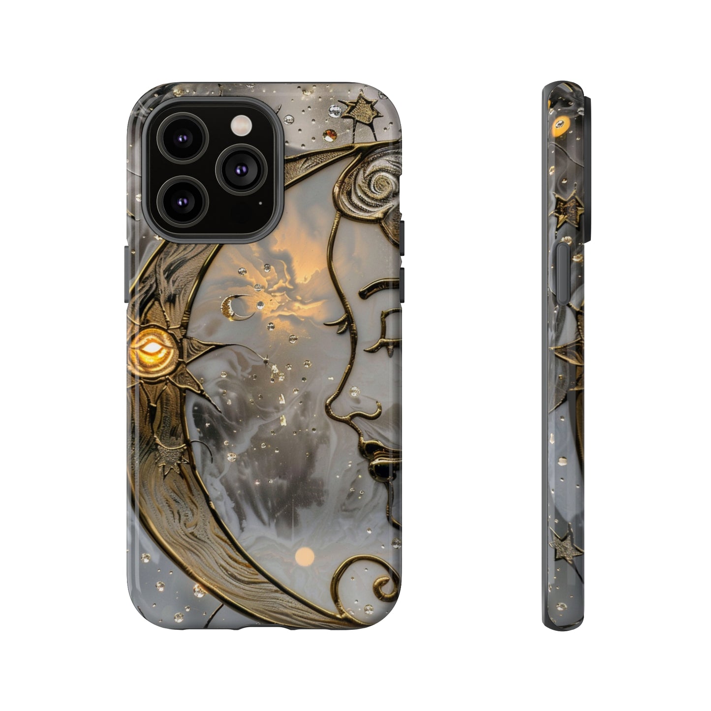 Moon Stars Stained Glass Starry Night Phone Case