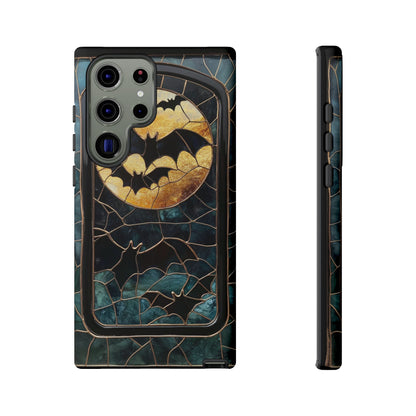 Halloween Phone Case Bats Stained Glass Style Spooky Moon Phone Cover