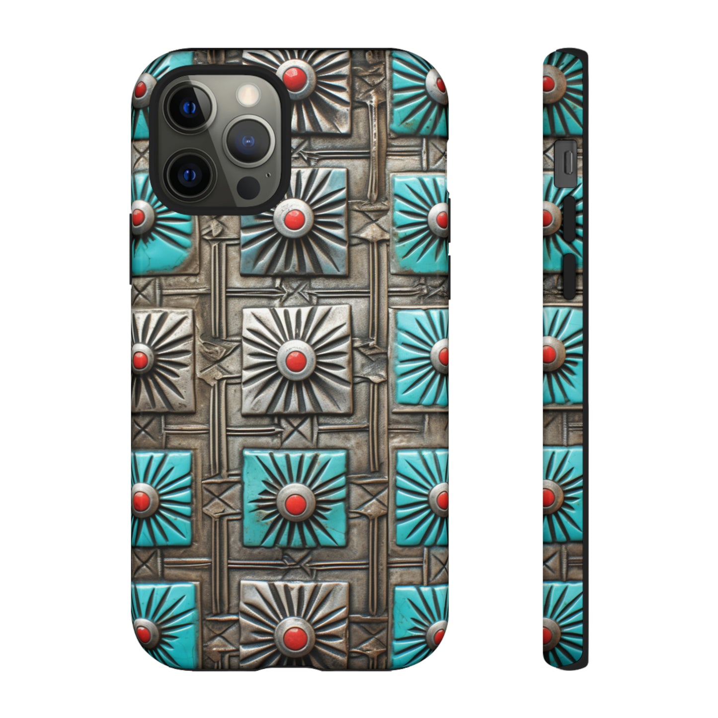 Vintage Navajo Native American Turquoise Concho Phone Case for iPhone 15, 14, 13, 12, 11 Pro Max, 14 Plus, iPhone XS Max, iPhone XR, iPhone 7, 8, 14, 15 Plus, SE